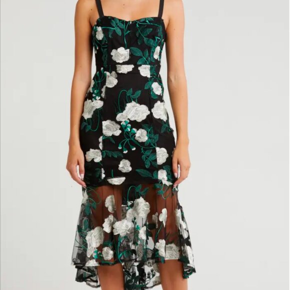 Sam Edelman Vine Flower Embroidered Midi Dress sz 2 - Picture 1 of 3
